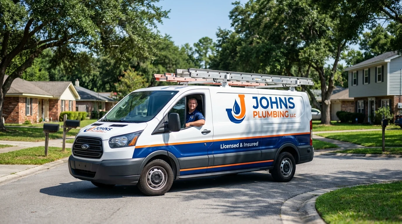 Johns Plumbing LLC service van in Spring Lake, NC