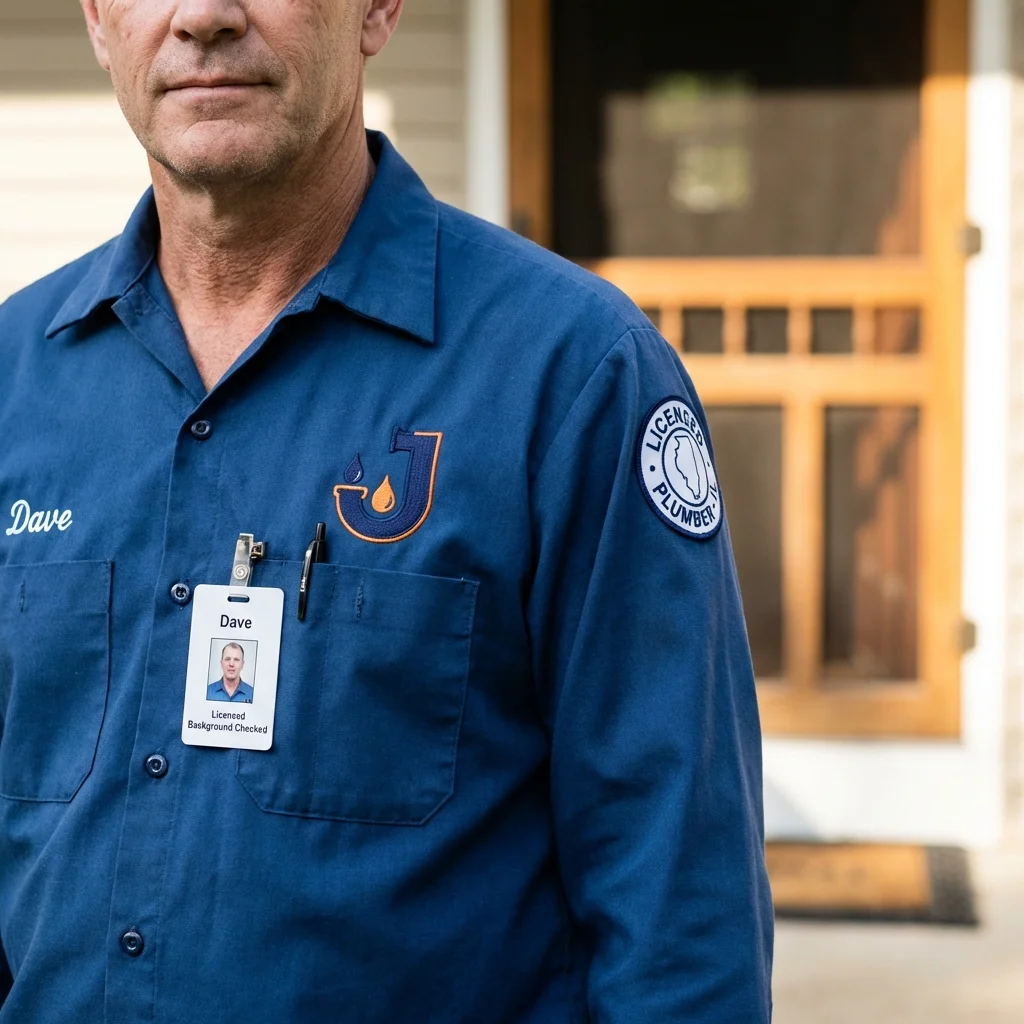 Licensed plumber showing ID badge in Spring Lake, NC