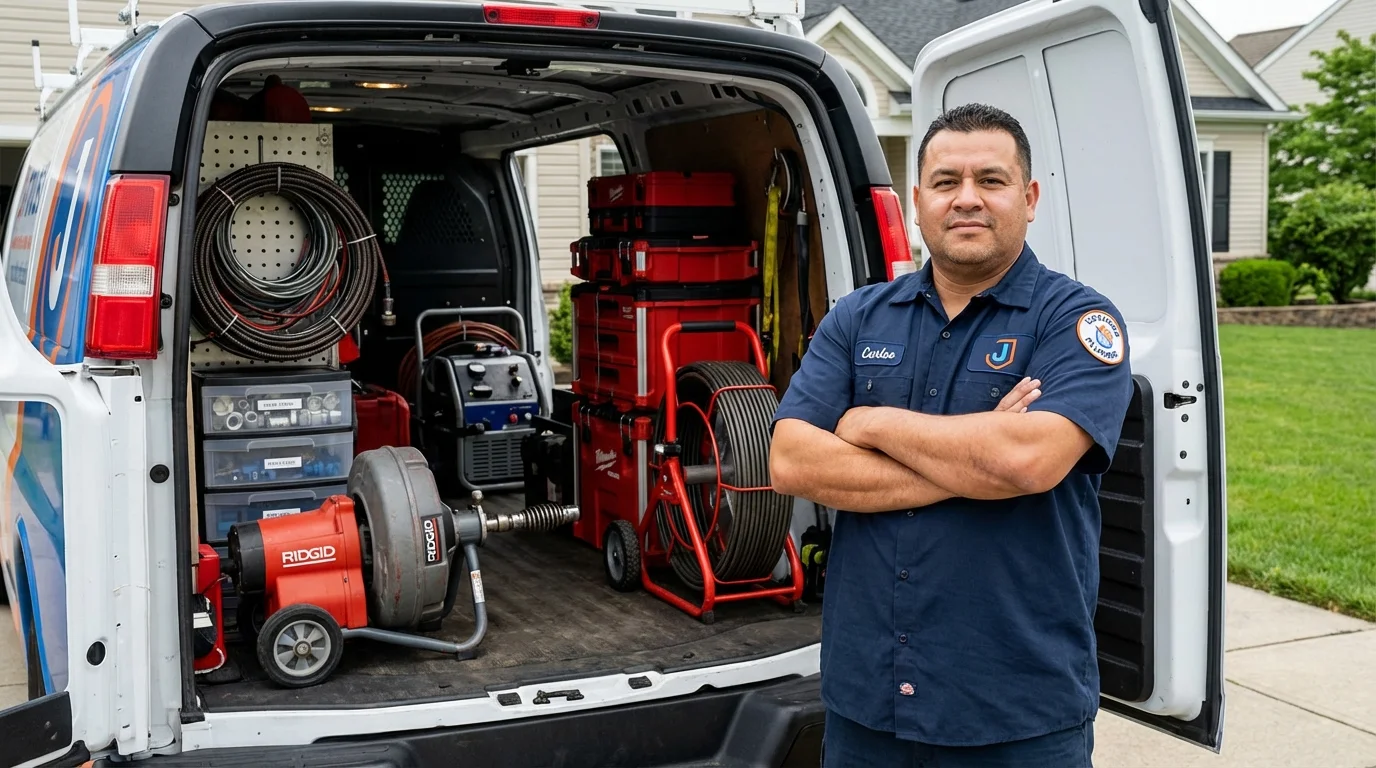 Professional drain cleaning equipment and Johns Plumbing LLC plumber in Spring Lake