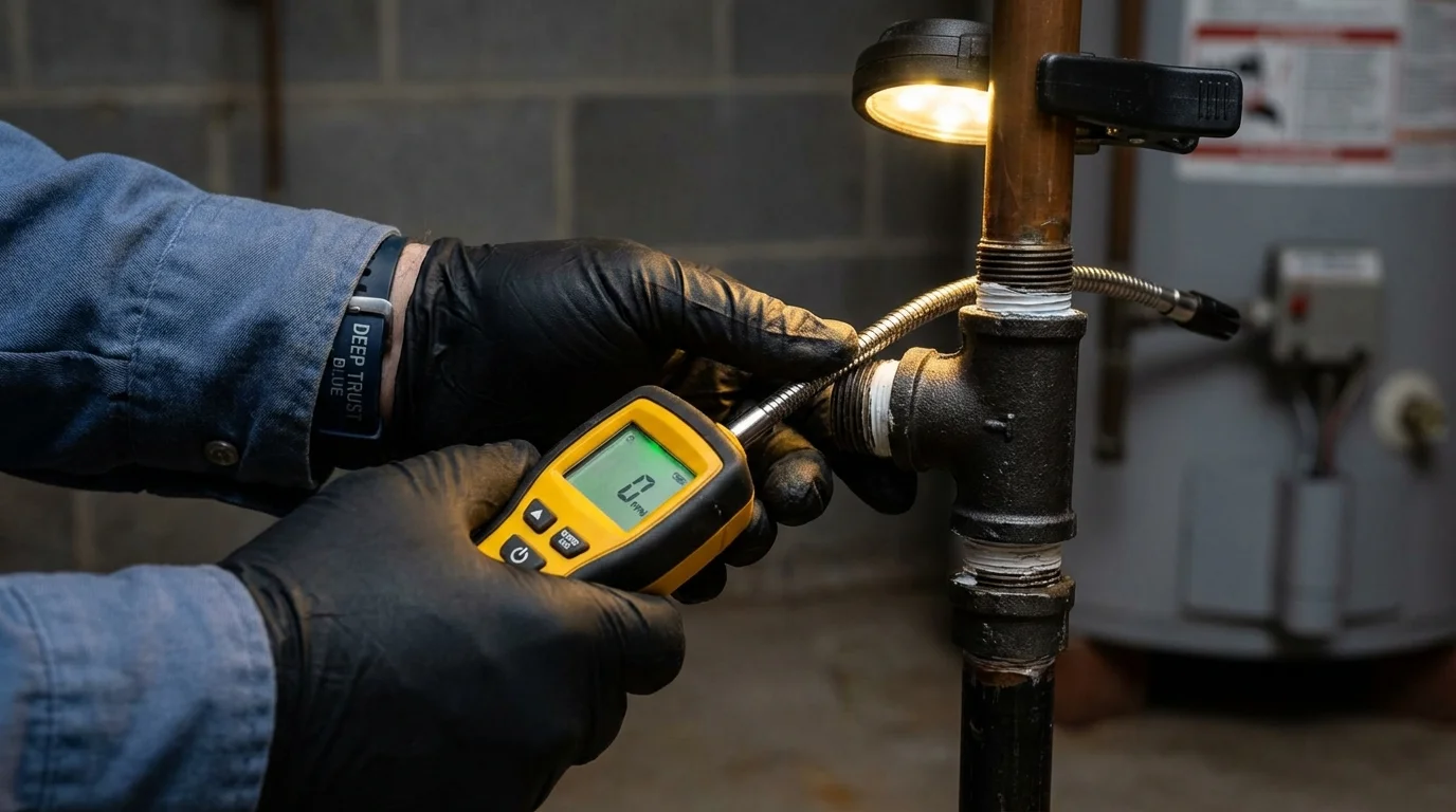 Gas leak detection with electronic sniffer by Johns Plumbing LLC in Spring Lake