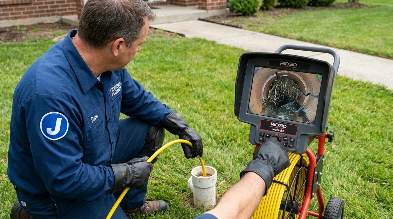 Sewer camera inspection being performed by Johns Plumbing LLC in Spring Lake
