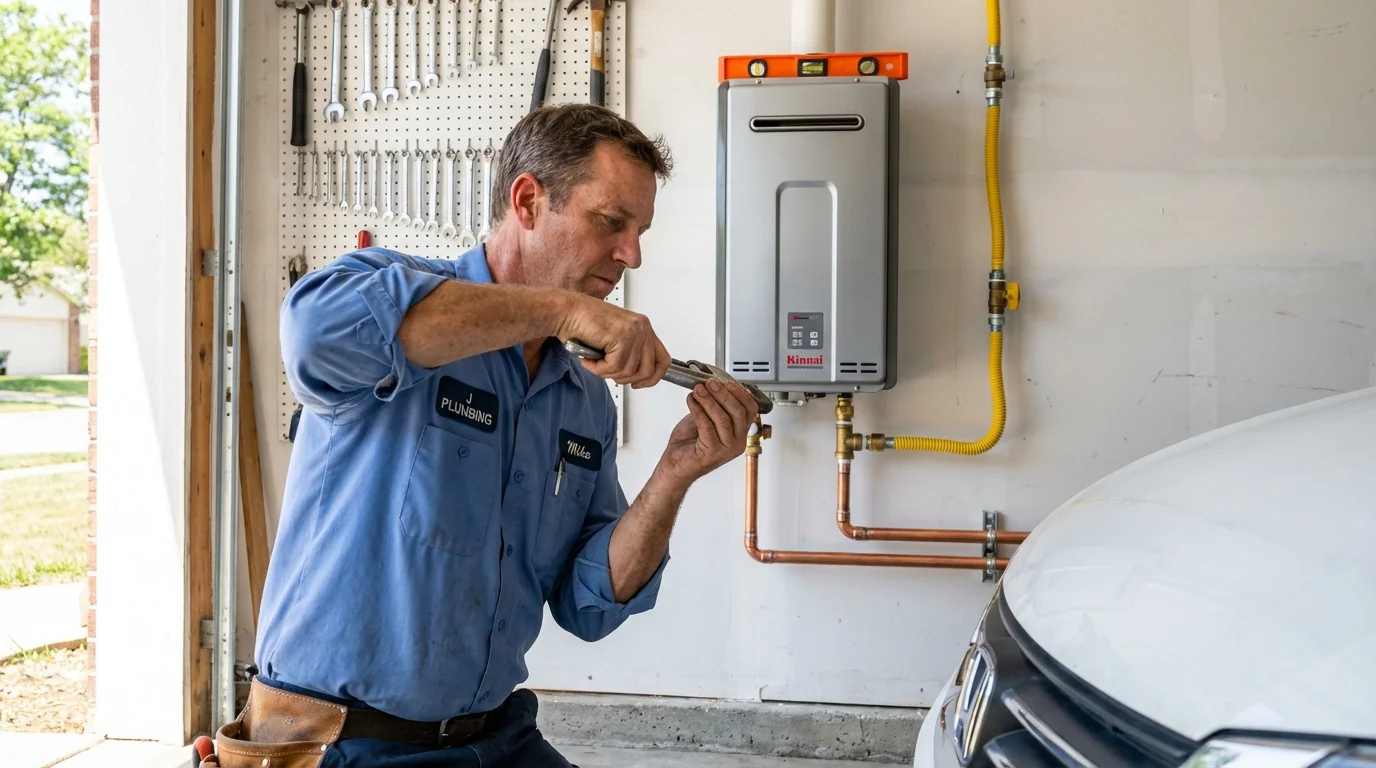 Tankless water heater installation by a Johns Plumbing LLC plumber in Spring Lake